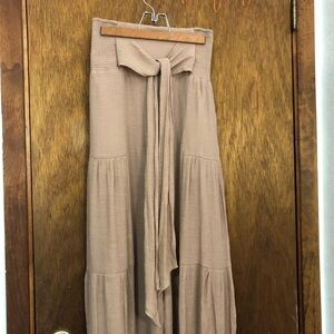 Fashion Nova Mauve Tie Front Tiered Wide Leg Pants
